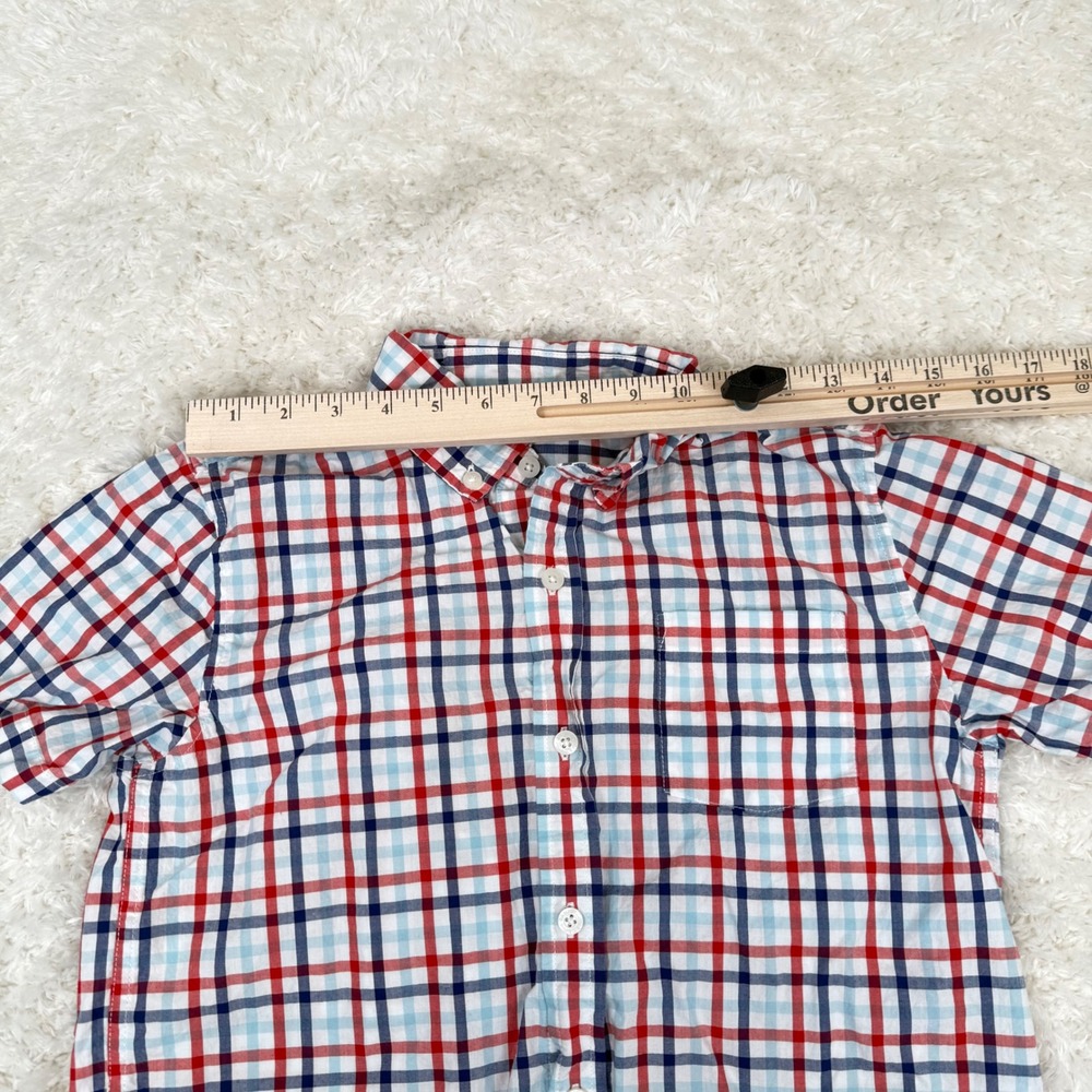 Janie & Jack Boy's 14 Red Blue Plaid SS Button Shirt Patriotic American Poplin - Picture 10 of 11